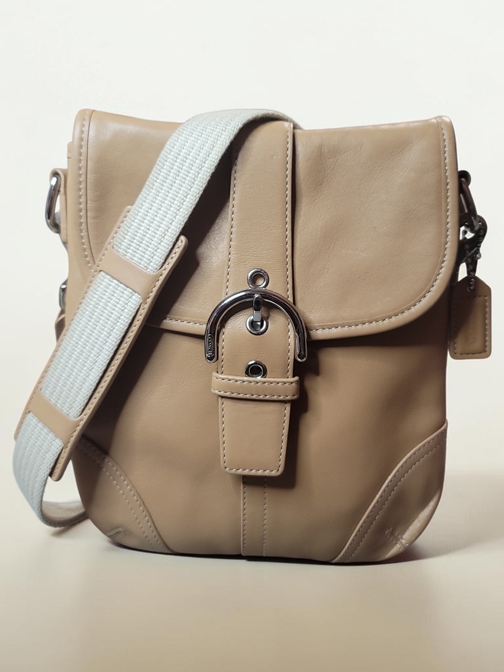 COACH VTG Soho Flap buckle Crossbody bag in Tanl leather EUC With COA - Picture 1 of 9